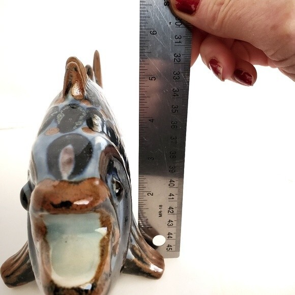 Vintage El Palomar Mexico Hand Painted Pottery Fish Sculpture 11.5" - Picture 11 of 11